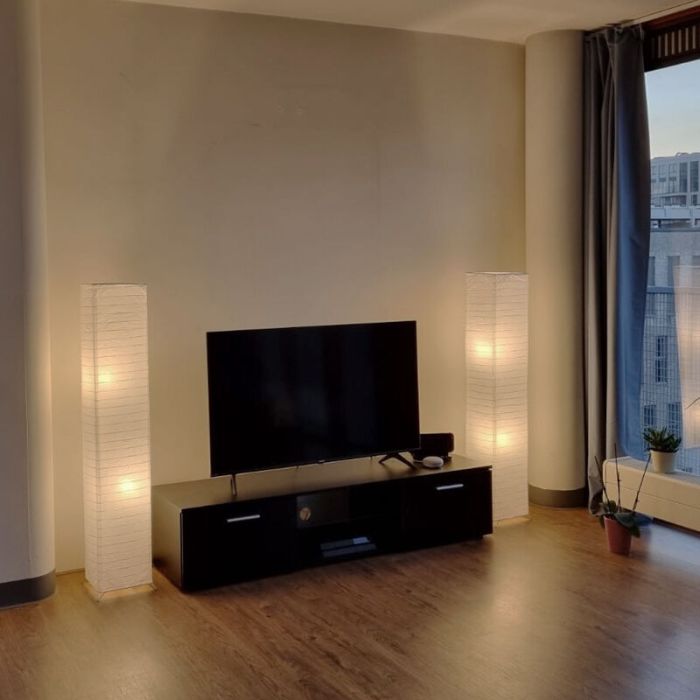 Papier Stehlampe Weiß, Vien, mit Schalter