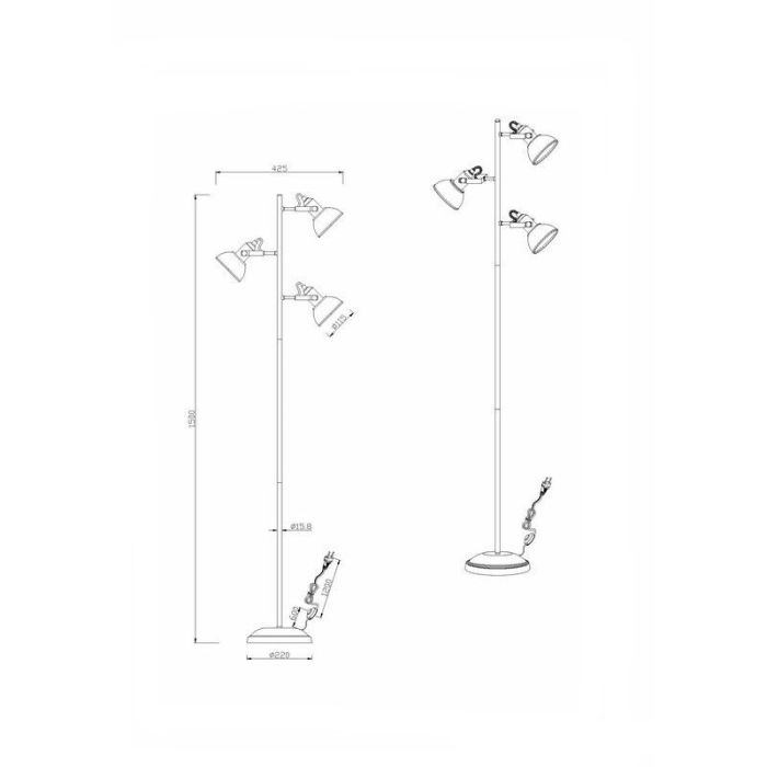 Schwarze Stehlampe Industrial, Kibek, mit Schalter