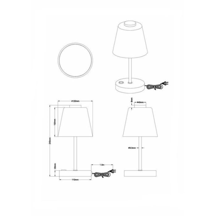 Nickel Tischleuchte Modern, Nakskov, 2,5W, 3000K LED, mit Schalter