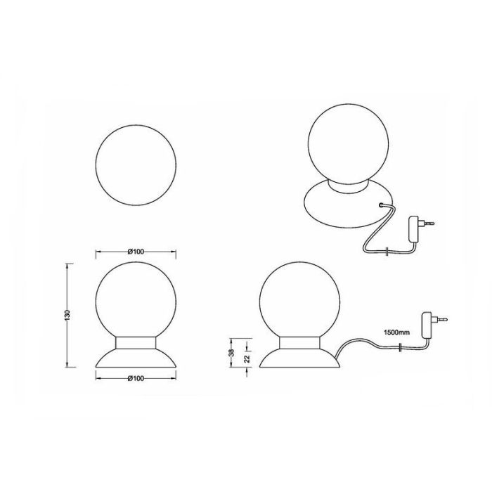 Messing Tischleuchte Modern, Nolan, 3W, 3000K LED, mit Schalter