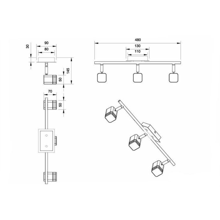 Nickel Deckenstrahler Modern, Kolind, 4W, 3000K LED