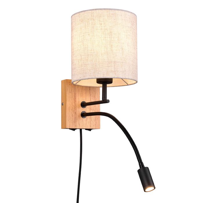 Weiße Wandleuchte Holz, Fransien, mit Schalter