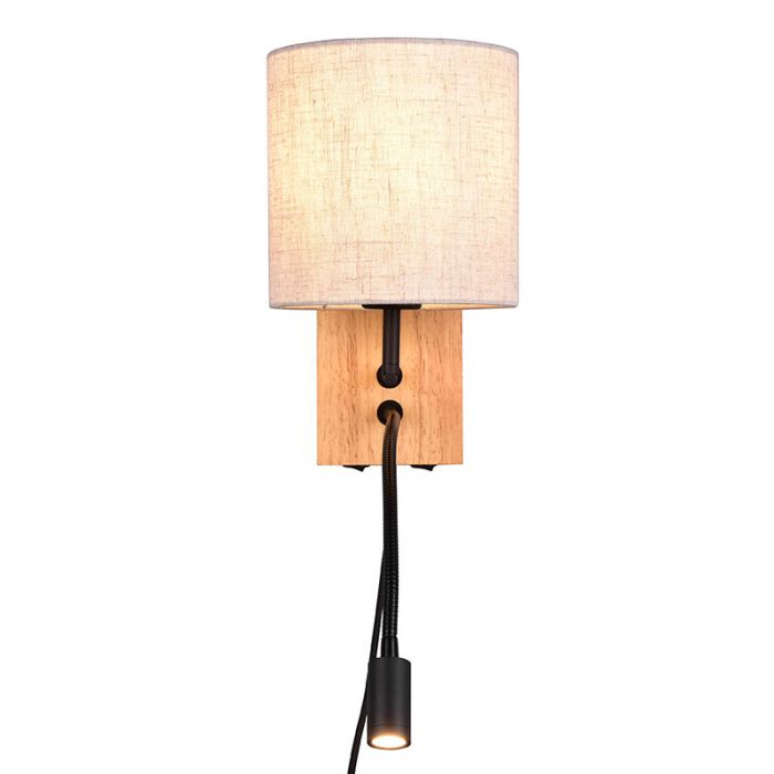 Weiße Wandleuchte Holz, Fransien, mit Schalter