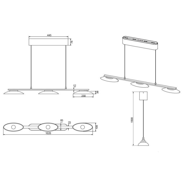 Messing Pendelleuchte Design, Fenno, 9W, 3000K LED, 3-stufig dimmbar