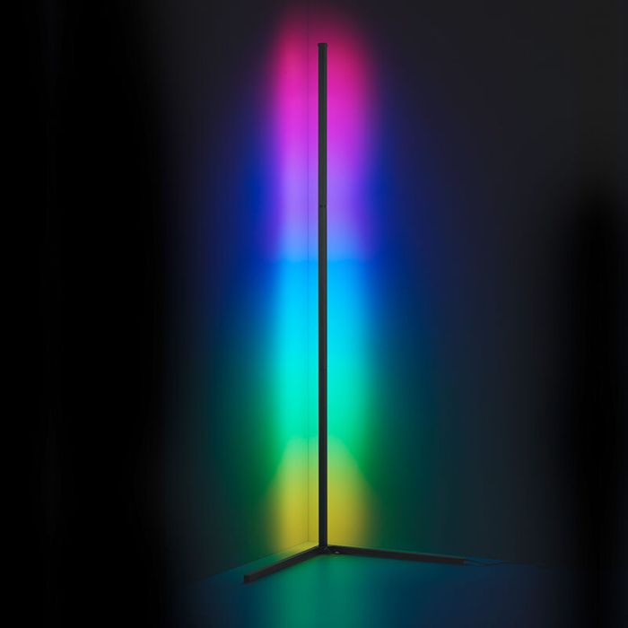 Schwarze Stehlampe Modern, Erdal, 10W, RGB LED, mit Fernbedienung