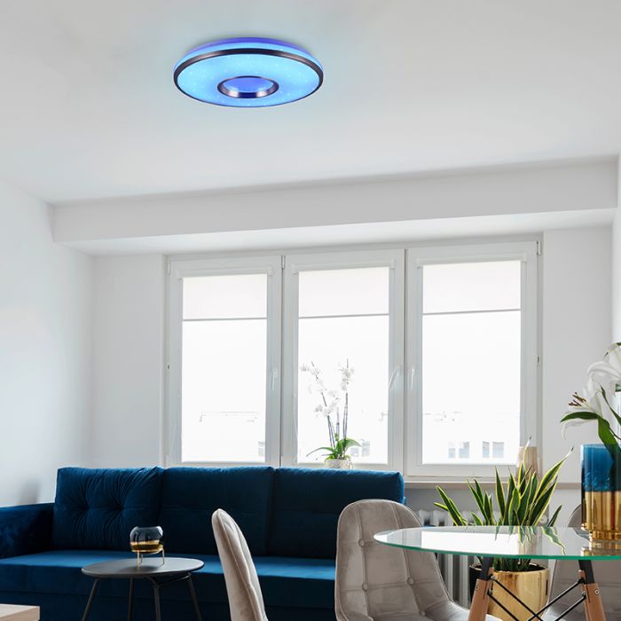 Weiße Deckenlampe Kunststoff, Franz, 21W, RGBW LED, mit Fernbedienung
