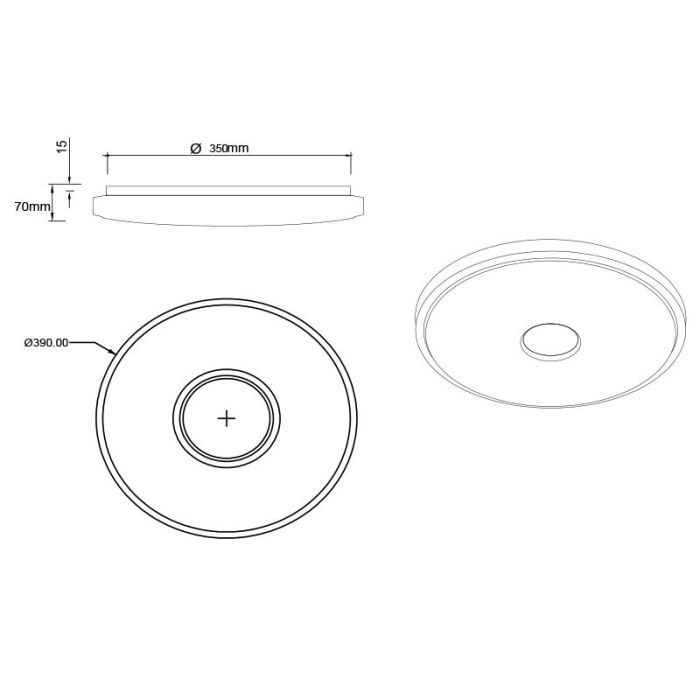 Weiße Deckenlampe Kunststoff, Franz, 21W, RGBW LED, mit Fernbedienung