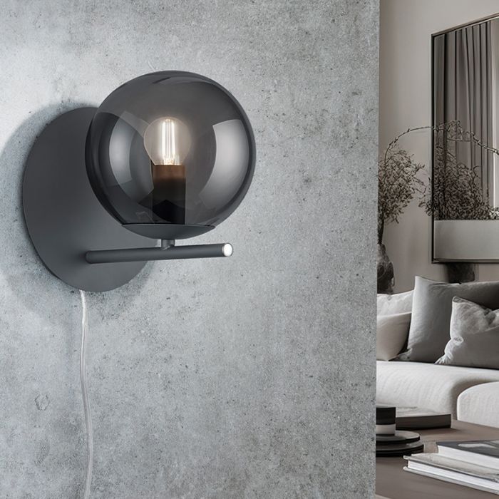 Anthrazit Wandleuchte Modern, Silkis, mit Schalter