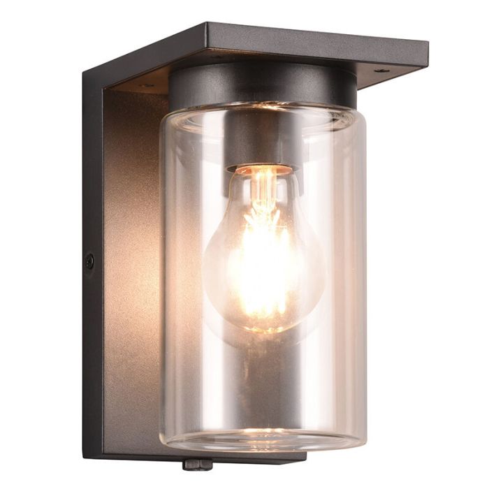 Schwarze Außen Wandleuchte mit Dämmerungsmelder Modern, Yves, IP44