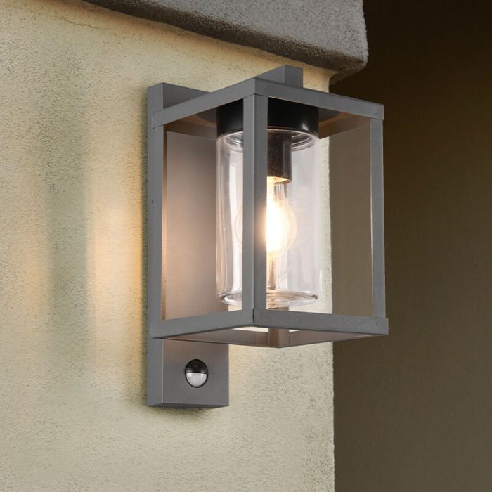 Anthrazit Außen Wandleuchte mit Bewegungsmelder Modern, Reini, IP44