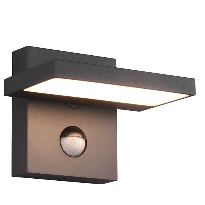 Anthrazit Außen Wandleuchte mit Bewegungsmelder Modern, Tabita, 8W, 3000K LED, IP54