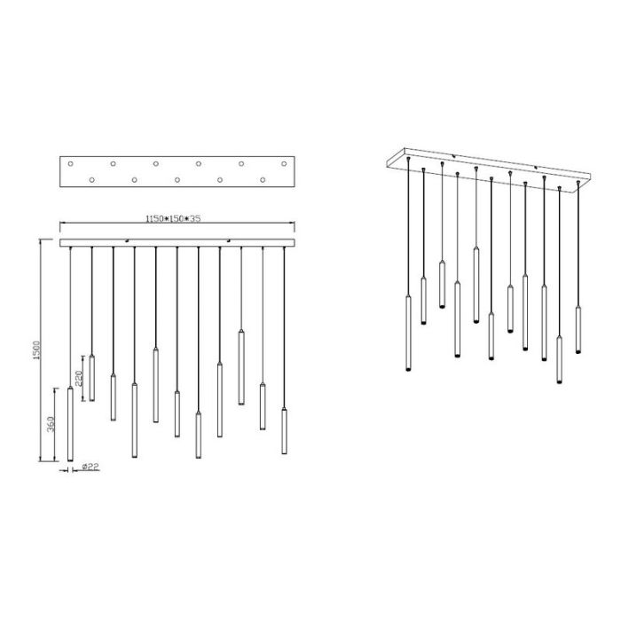 Weiße Pendelleuchte Modern, Jessamy, 2,5W, 3000K LED