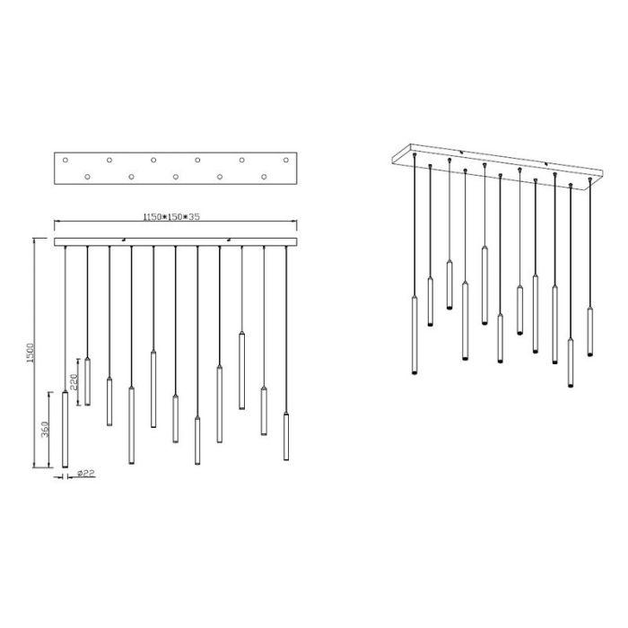 Schwarze Pendelleuchte Modern, Jessamy, 2,5W, 3000K LED