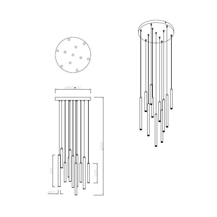Schwarze Pendelleuchte Modern, Jessamy, 2,5W, 3000K LED