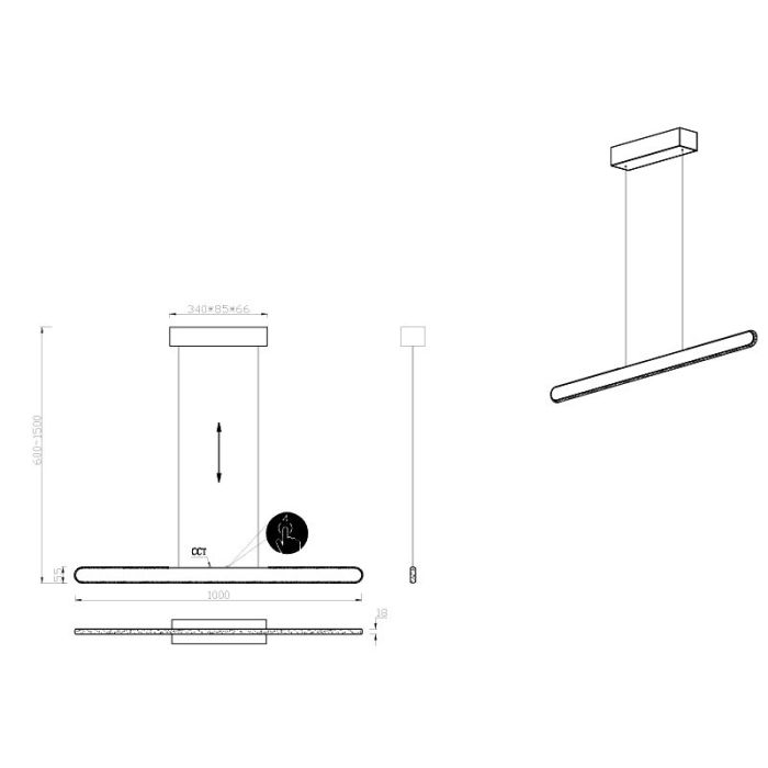 Chrom Pendelleuchte Modern, Dwayn, 28W, warm- bis kaltweiß einstellbare LED