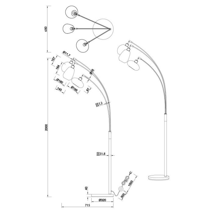 Bernstein Stehlampe Design, Sybren, mit Schalter