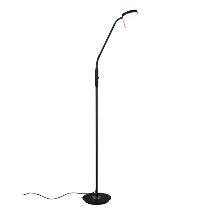 Schwarze Leselampe Stehlampe Modern, Bilge, 12W, warm- bis kaltweiß einstellbare LED, mit Touch-Dimmer