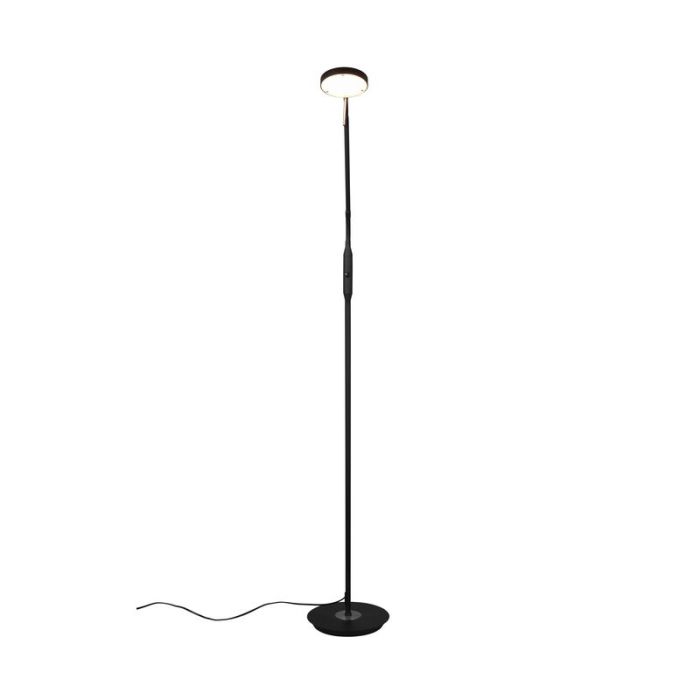 Schwarze Leselampe Stehlampe Modern, Bilge, 12W, warm- bis kaltweiß einstellbare LED, mit Touch-Dimmer