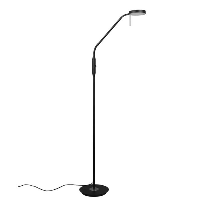 Schwarze Leselampe Stehlampe Modern, Bilge, 12W, warm- bis kaltweiß einstellbare LED, mit Touch-Dimmer