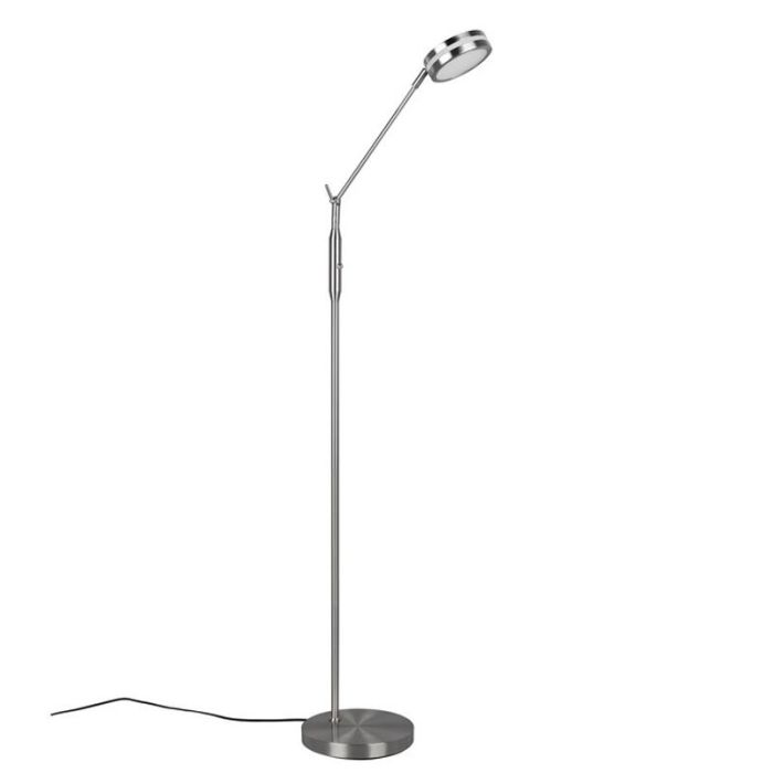 Nickel Leselampe Stehlampe Modern, Marjon, 6W, warm- bis kaltweiß einstellbare LED, mit Touch-Dimmer
