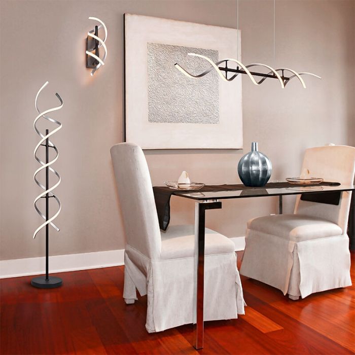 Chrom Stehlampe Design, Sylvian, 32W, warm- bis kaltweiß einstellbare LED, mit Touch-Dimmer