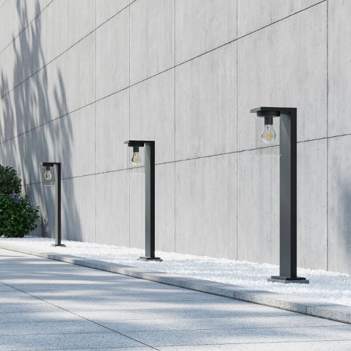 Schwarze Wegeleuchte mit Dämmerungsmelder Modern, Yves, IP44