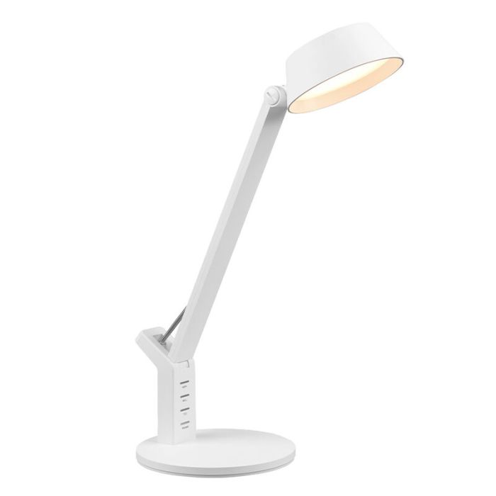 Weiße Schreibtischlampe Modern, Lindi, 5W, warm- bis kaltweiß einstellbare LED, mit Touch-Dimmer