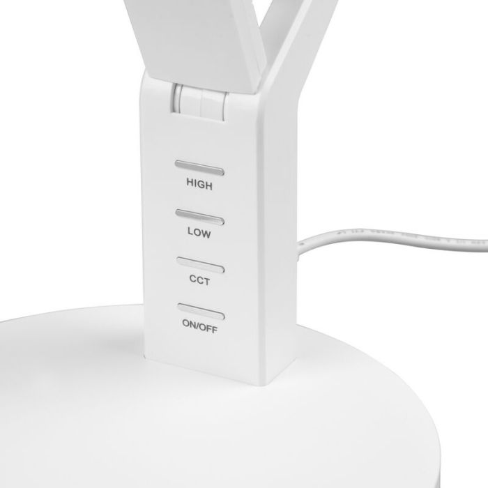 Weiße Schreibtischlampe Modern, Lindi, 5W, warm- bis kaltweiß einstellbare LED, mit Touch-Dimmer