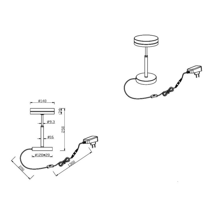 Anthrazit Tischleuchte Modern, Marjon, 6W, 3000K LED, mit Schalter