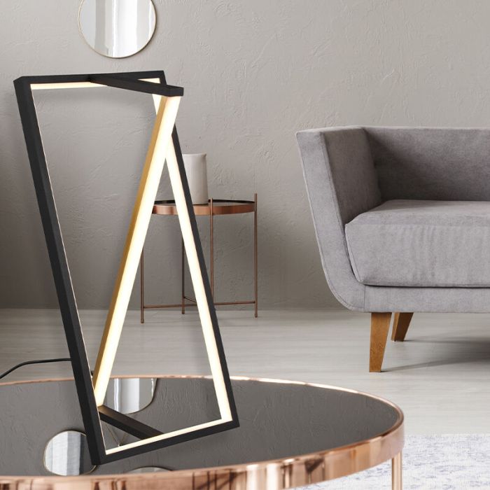 Schwarze Tischleuchte Modern, Chadi, 9W, warm- bis kaltweiß einstellbare LED, mit Touch-Dimmer