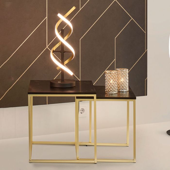 Messing Tischleuchte Design, Sylvian, 20W, warm- bis kaltweiß einstellbare LED, mit Touch-Dimmer