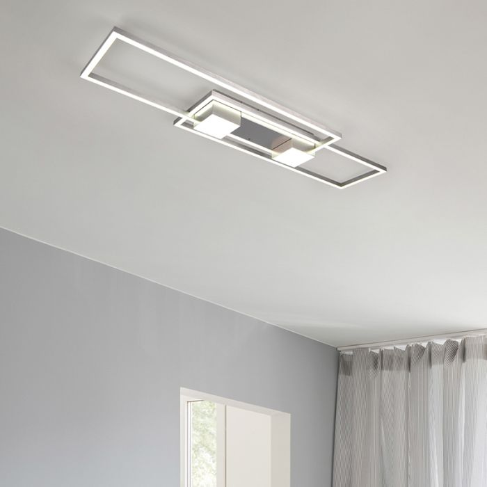 Nickel Deckenlampe Design, Sohaib, 37W, warm- bis kaltweiß einstellbare LED, 3-stufig dimmbar