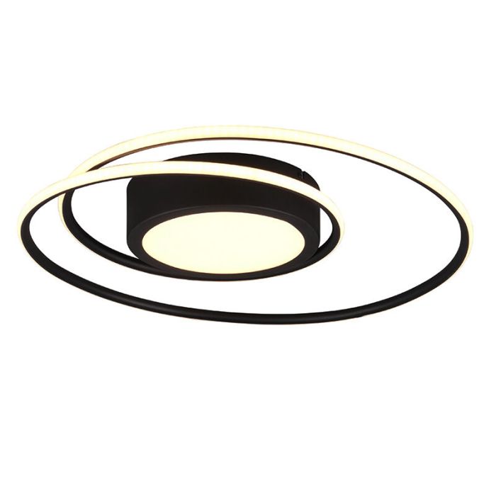 Schwarze Deckenlampe Modern, Elysa, 56W, warm- bis kaltweiß einstellbare LED, mit Fernbedienung