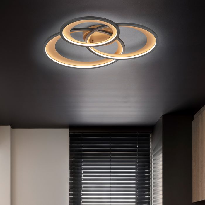 Schwarze Deckenlampe Modern, Kendi, 36W, 3000K LED