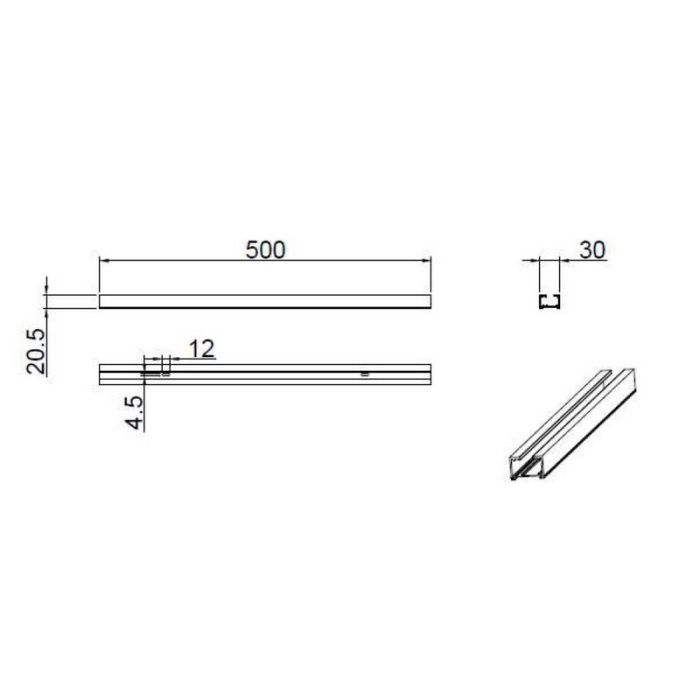 50 cm Schiene für 2-Phasen-Schienenbeleuchtung, schwarz