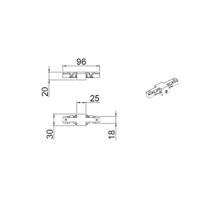 Weißer Isolator für 2-Phasen-Schienenbeleuchtung