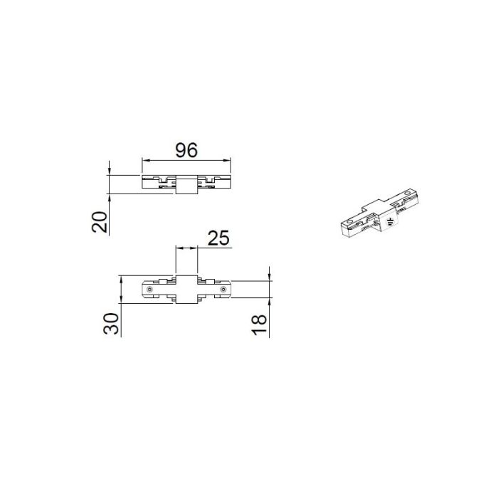 Grauer Isolator für 2-Phasen-Schienenbeleuchtung