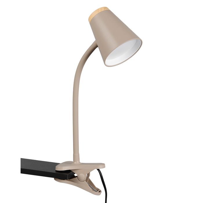 Braune Klemmleuchte Modern, Rahul, 4,5W, 3000K LED, mit Schalter
