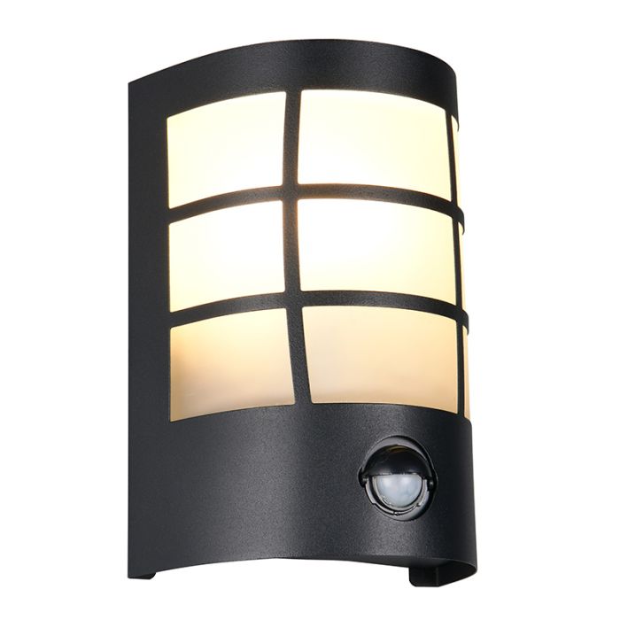 Schwarze Außen Wandleuchte mit Bewegungsmelder Modern, Ratna