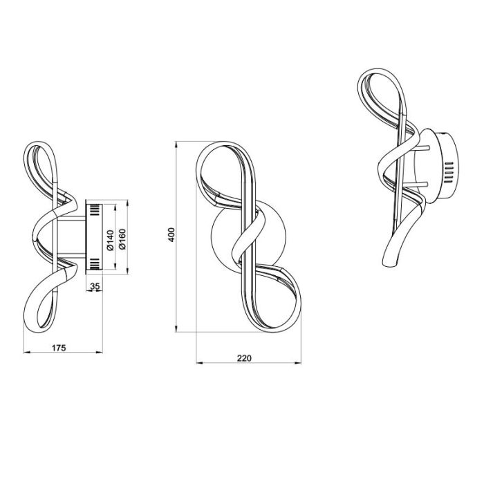 Weiße Wandleuchte Design, Renso, 18W, 4000K LED, 3-stufig dimmbar