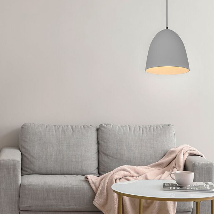 Graue Pendelleuchte Halbkugel Modern, Ingmar