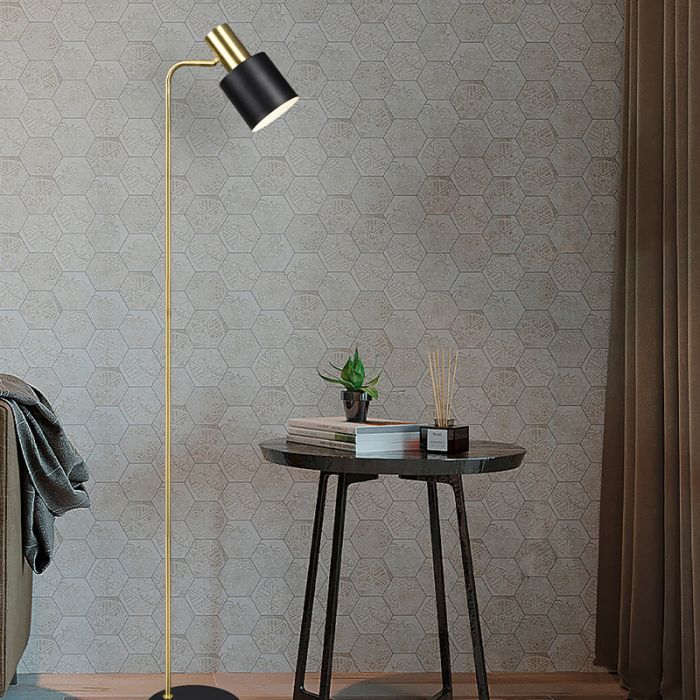 Schwarze Stehlampe Metall, Zoja, mit Schalter