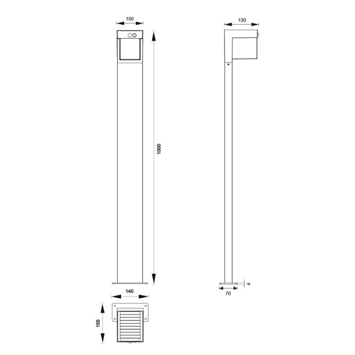 Schwarze Solar Wegeleuchte Modern, Kadija, 5,5W, 4000K LED, IP44