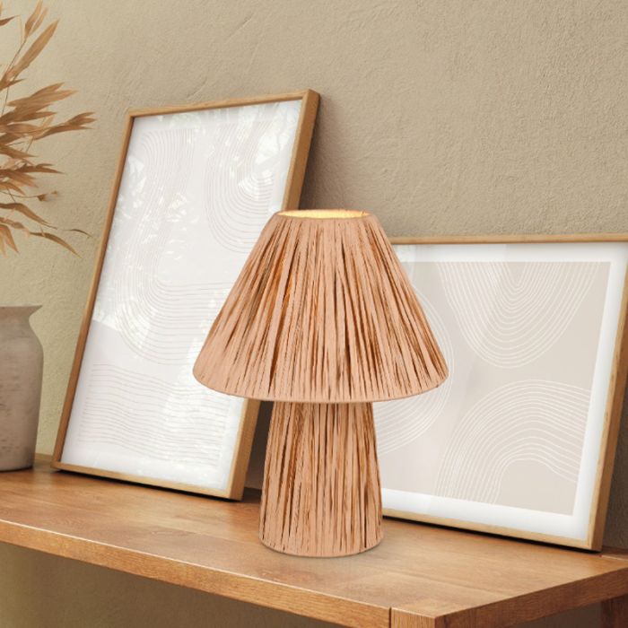 Papier Tischleuchte Braun, Nurten, mit Schalter