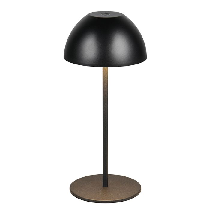 Schwarze aufladbare Tischlampe Kunststoff, Mikhail, 2W, 3000K LED, IP44, mit Touch-Dimmer