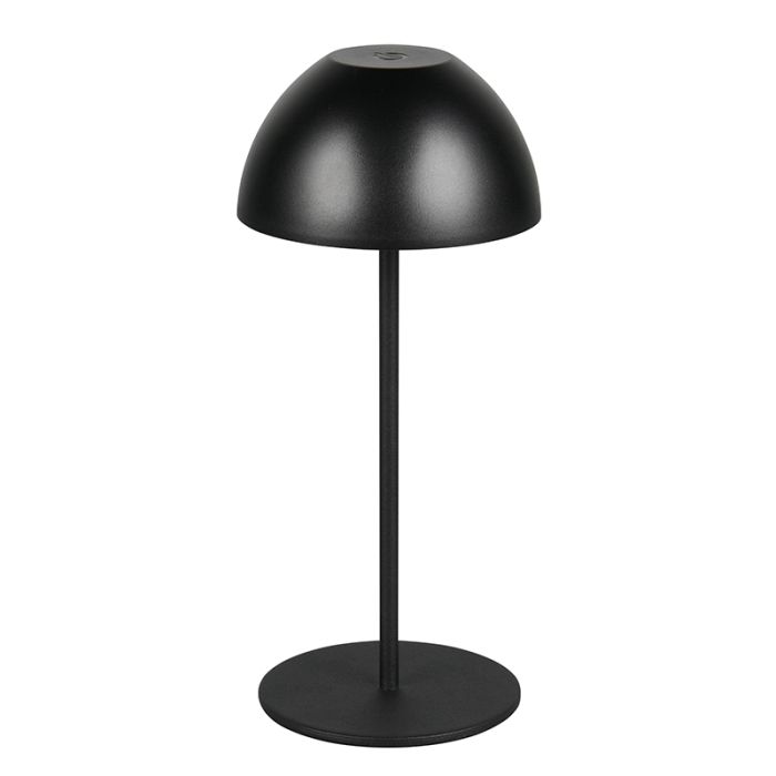 Schwarze aufladbare Tischlampe Kunststoff, Mikhail, 2W, 3000K LED, IP44, mit Touch-Dimmer