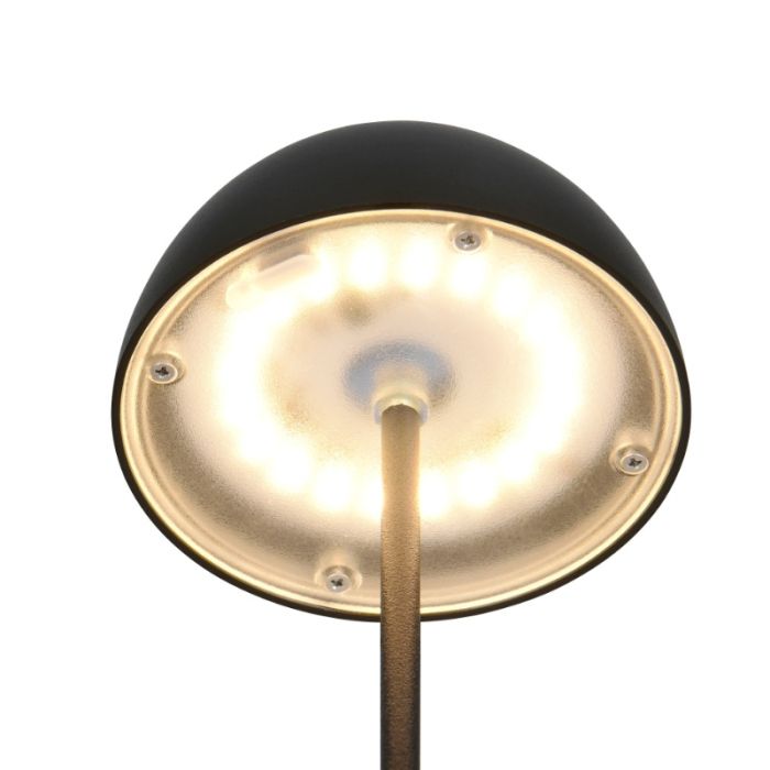 Schwarze aufladbare Tischlampe Kunststoff, Mikhail, 2W, 3000K LED, IP44, mit Touch-Dimmer