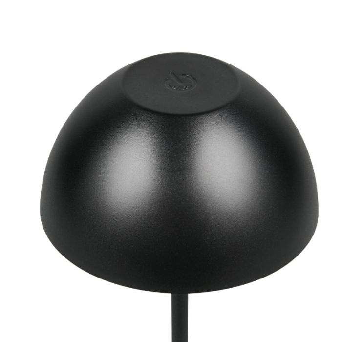Schwarze aufladbare Tischlampe Kunststoff, Mikhail, 2W, 3000K LED, IP44, mit Touch-Dimmer