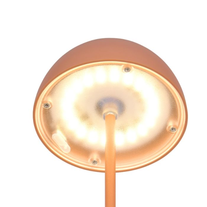 Orangene aufladbare Tischlampe Kunststoff, Mikhail, 2W, 3000K LED, IP44, mit Touch-Dimmer