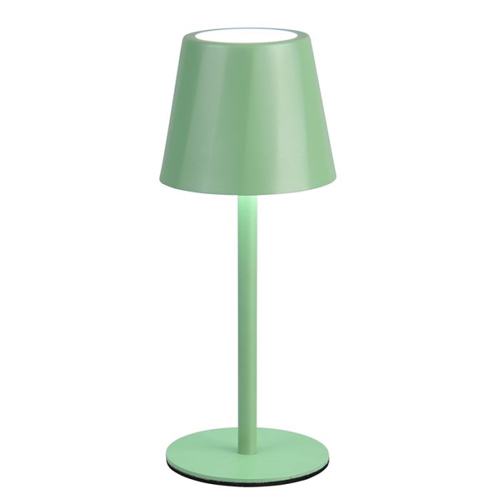 Grüne aufladbare Tischlampe Metall, Priya, 1,6W, warm- bis kaltweiß einstellbare LED, 3-stufig dimmbar